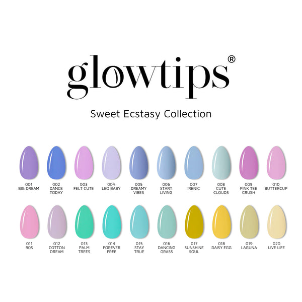 Glowtips-bundelset 6 gelpoetsmiddelen en nagellamp